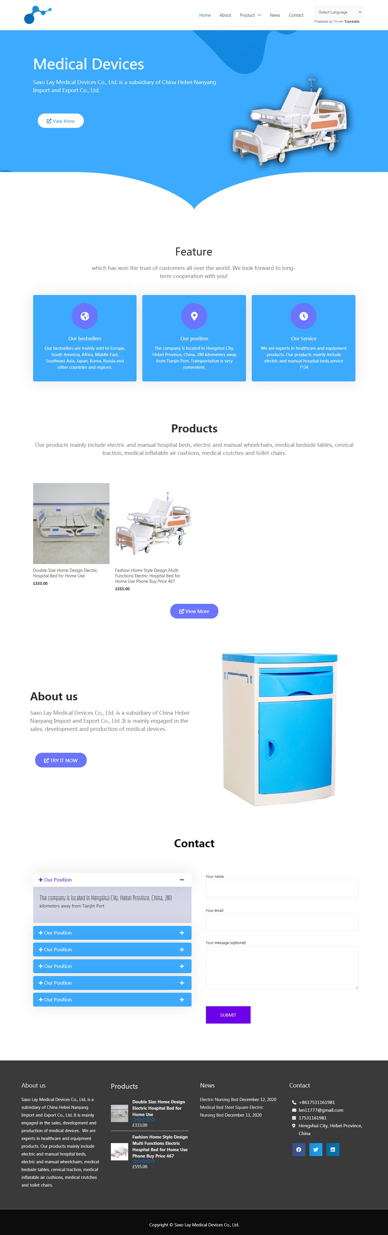 護(hù)理床病床電動輪椅外貿(mào)網(wǎng)站案例